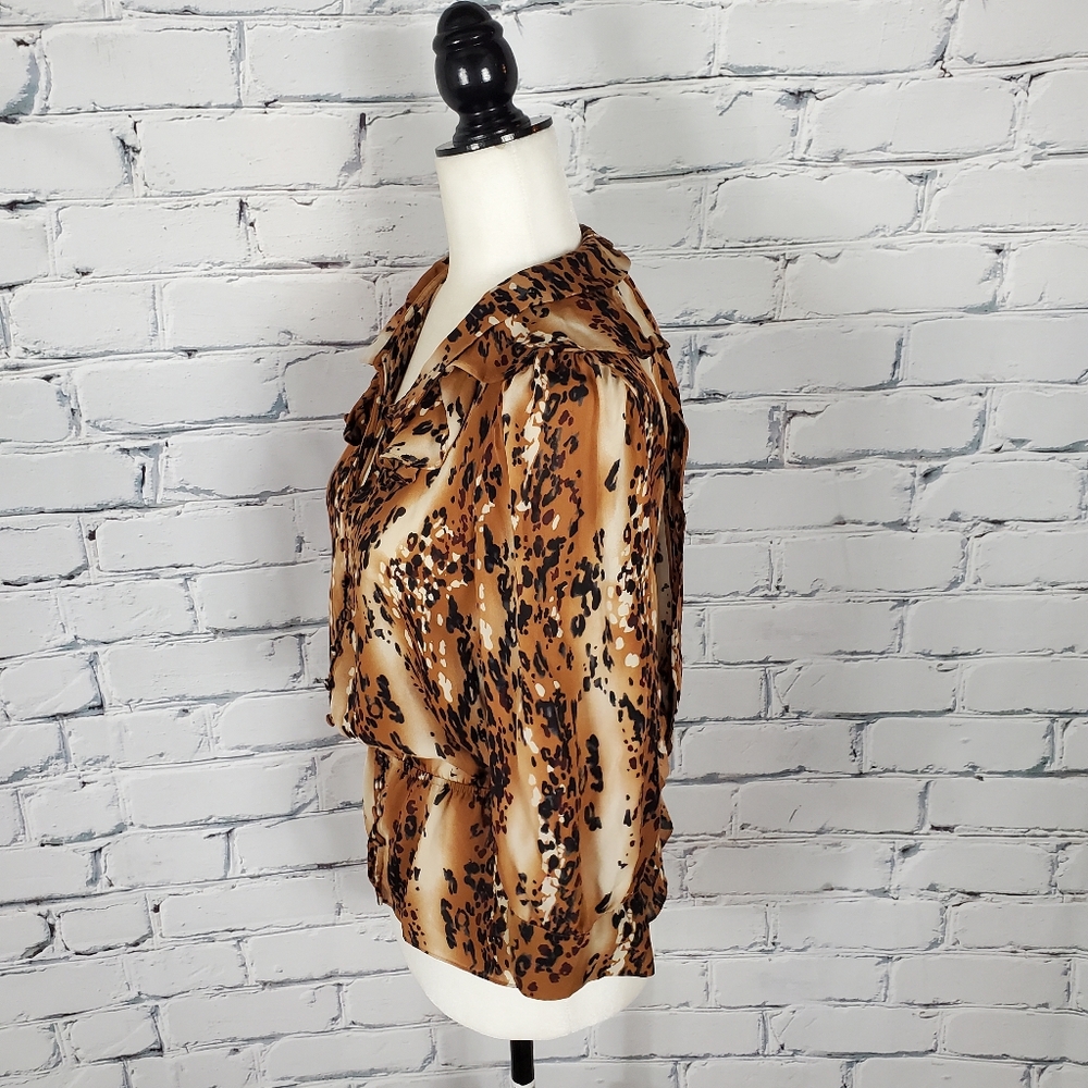 Parker Silk Leopard Ruffle Blouse - Picture 2 of 8